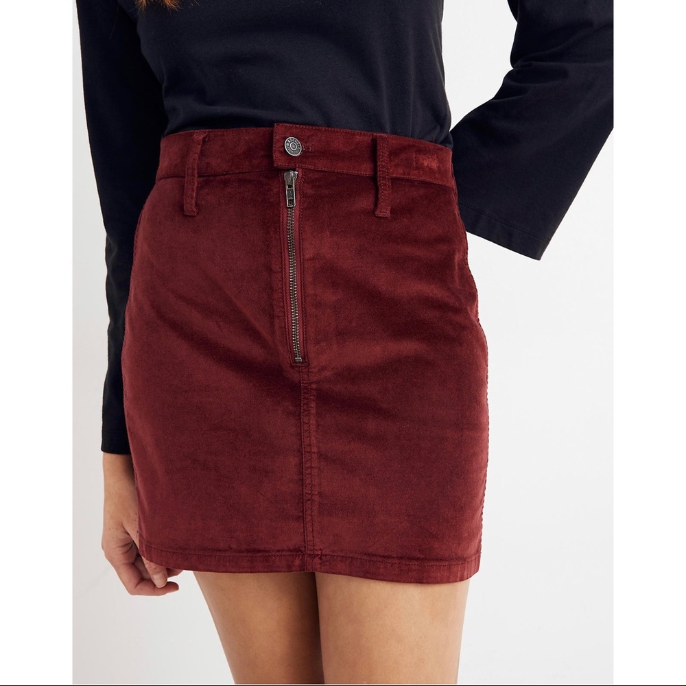 MADEWELL Stretch Velveteen Straight Zip Mini Skirt